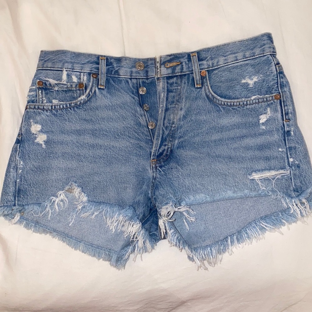 Agolde denim shorts with button fly